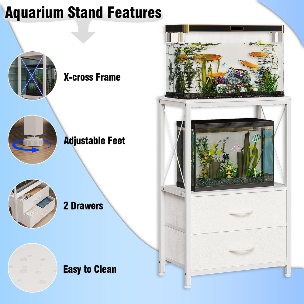 Welfuturer fish tank stand lower shelf for extra storage or small tanks