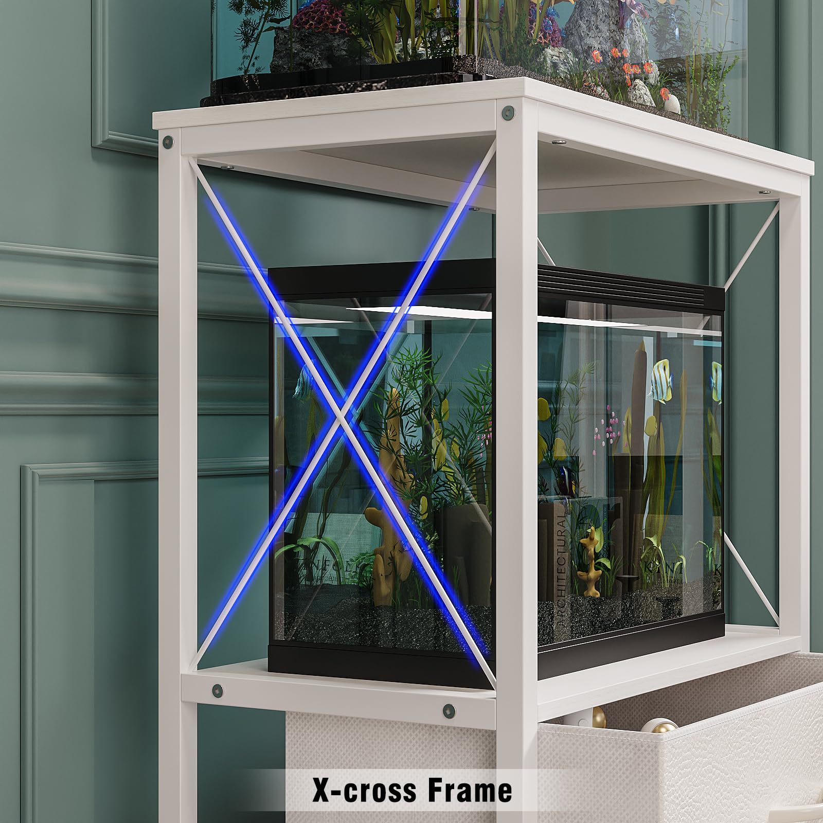 Welfuturer fish tank stand metal frame; supports up to 110 pounds