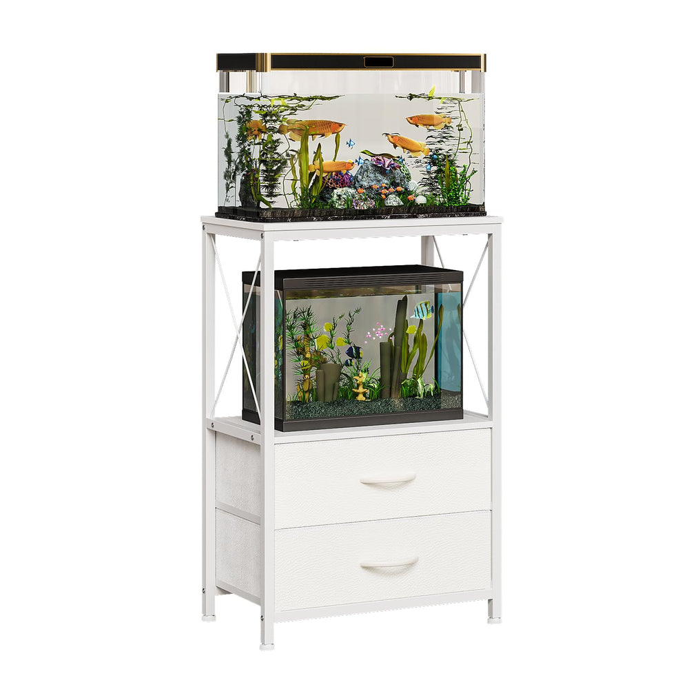 Welfuturer fish tank stand top-tier shelf keeps two 10-gallon tanks organized