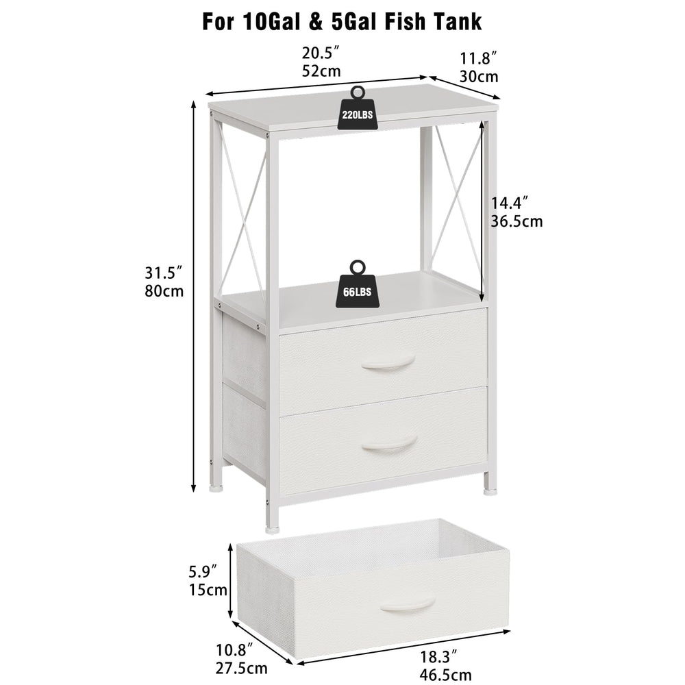 Welfuturer fish tank stand two-drawer storage for tools and treats