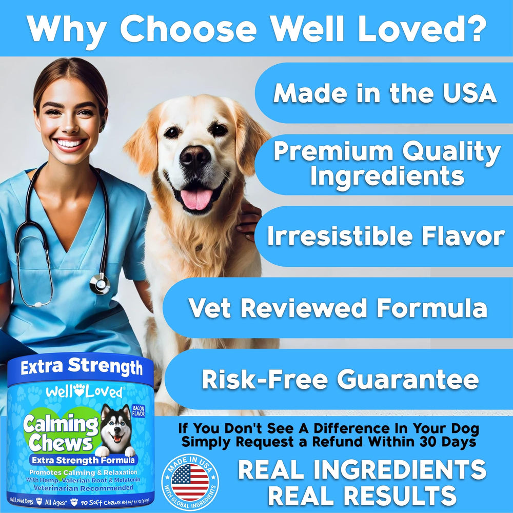 Well Loved Calming Chews vet-recommended seal signals trusted pet care