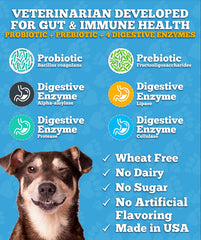 Well Loved Probiotics dogs eating chew demonstrates easy daily maintenance for upset-stomach relief
