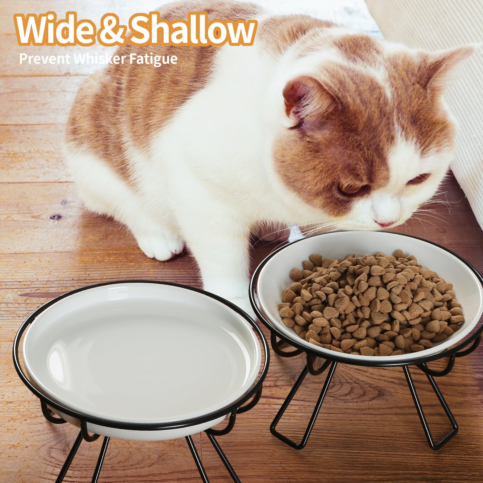 Wellbro cat dining set raised metal stand elevates bowls for easy access.