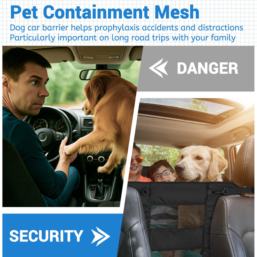 Wellbro dog car barrier material nylon features reinforced stitching for durability and easy cleaning.