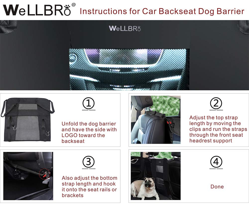 Wellbro dog car barrier storage-fold demonstrates compact design for travel and easy storage.