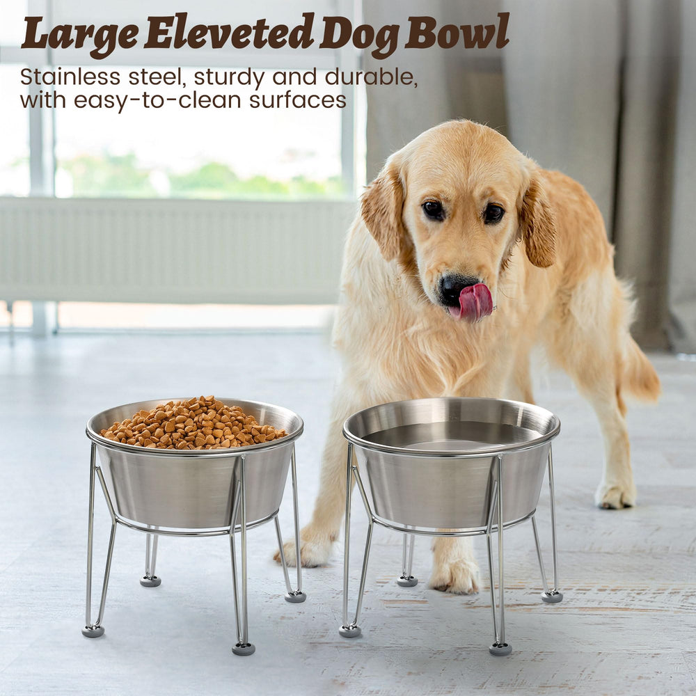 Wellbro rust-proof stainless steel bowls; durable and easy to clean.