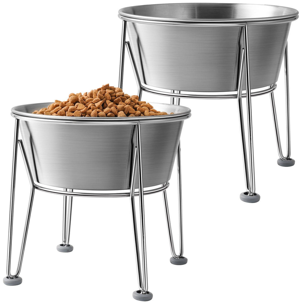 Wellbro elevated dog bowls stand demonstrates raised design for comfortable feeding posture.