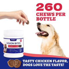 Wellix Vision Chews chicken flavor supports daily eye care for dogs.