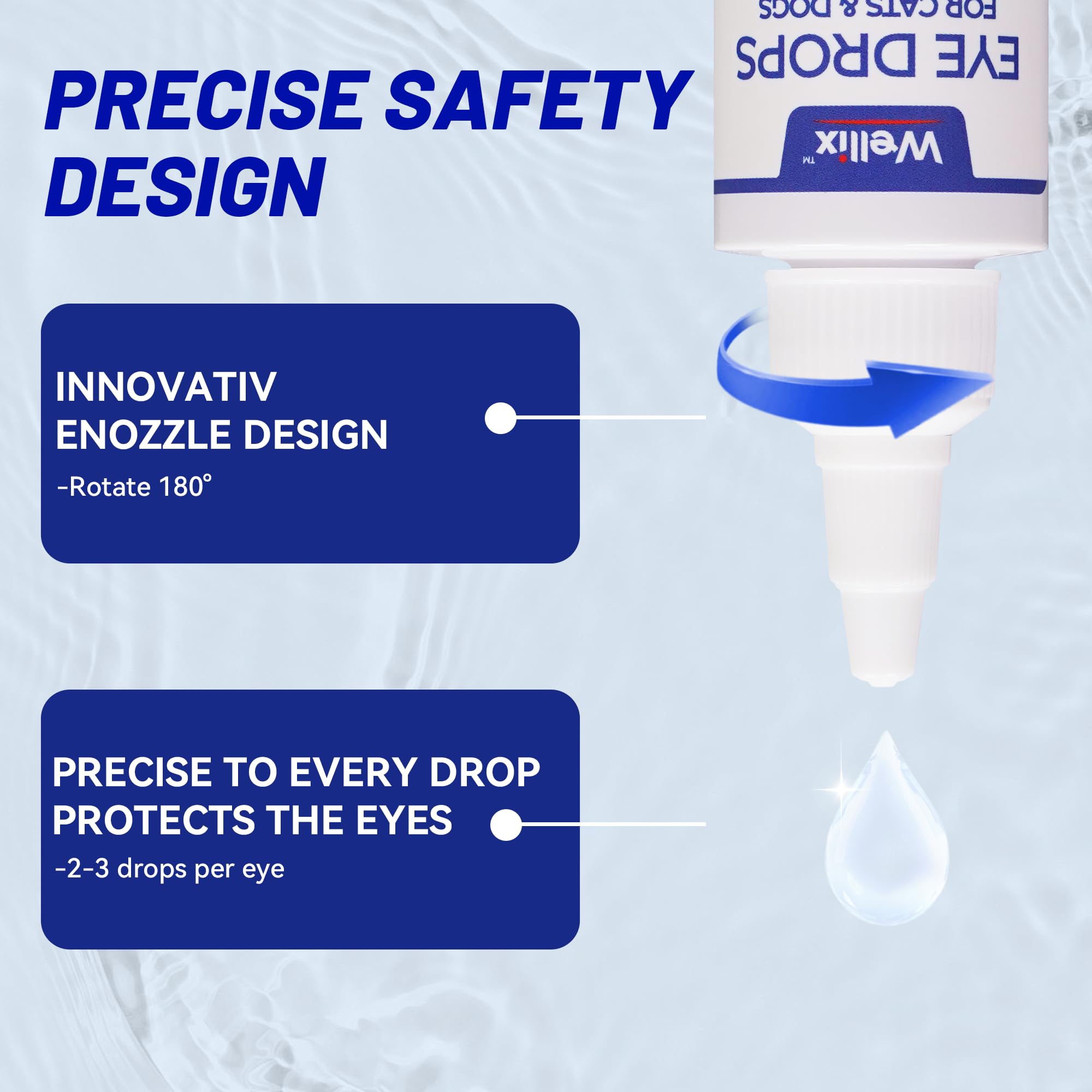 Wellix Gotas para ojos de perro: boquilla de diseño que evita lesiones.