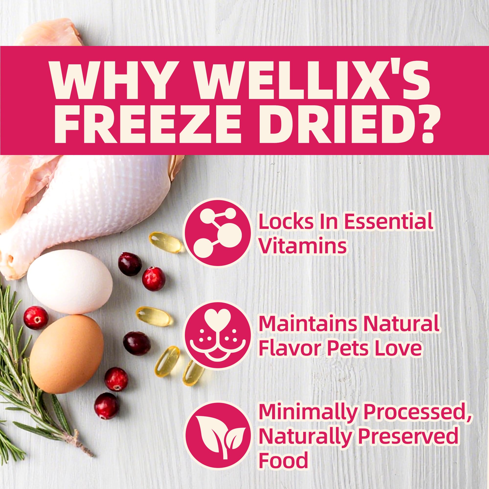 Wellix perro disfruta del topping liofilizado, perfecto para entrenamiento diario