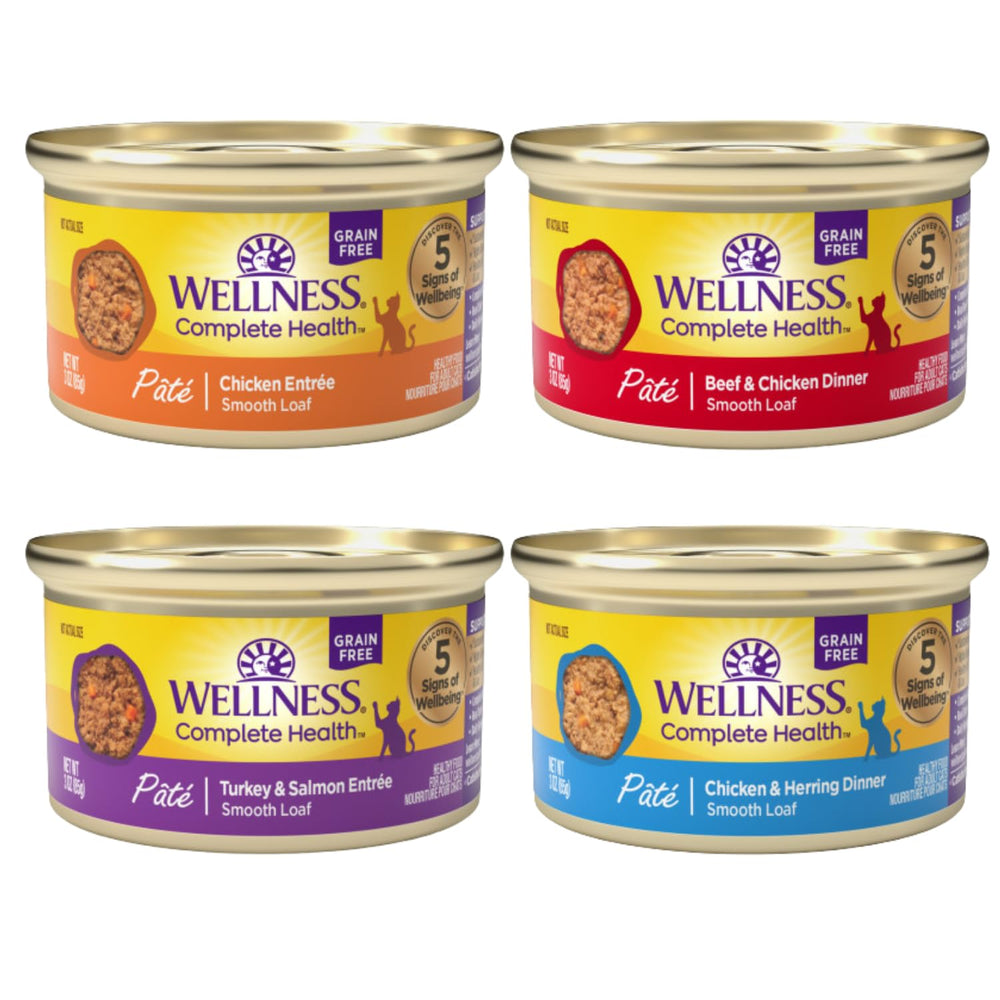Wellness cat wet food pate open-can ready-to-serve meal for cats.