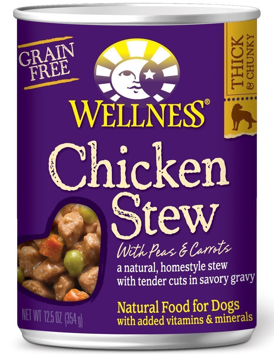 Wellness grain-free stew chicken 12.5oz serving with real chicken to please picky eaters.