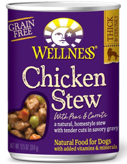 Wellness grain-free stew chicken 12.5oz serving with real chicken to please picky eaters.