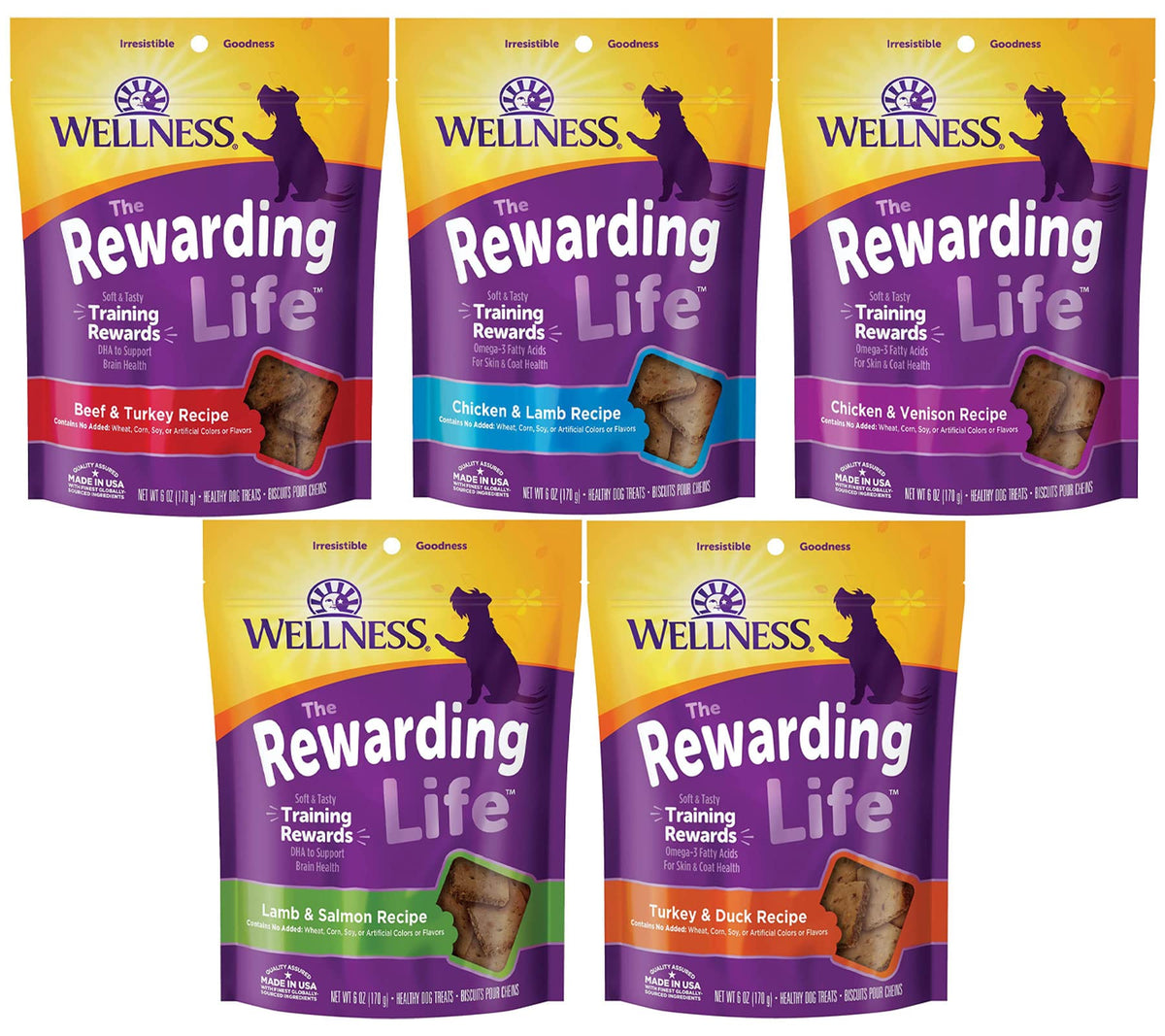 Wellness Wellbites soft-chewy variety pack bags, great for training rewards.