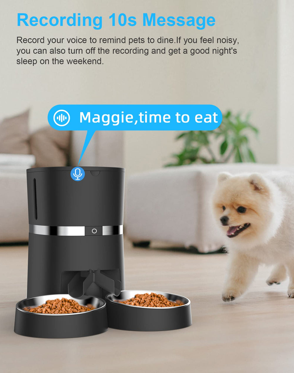 WellToBe Smart Cat Feeder app control screen for scheduling meals