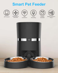WellToBe Smart Cat Feeder with dual bowls for two pets feeding