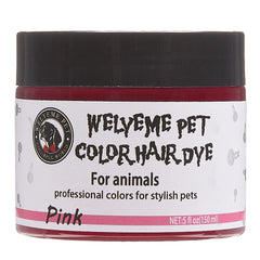 WELYEME dog hair dye bottle for durable bright pink color.