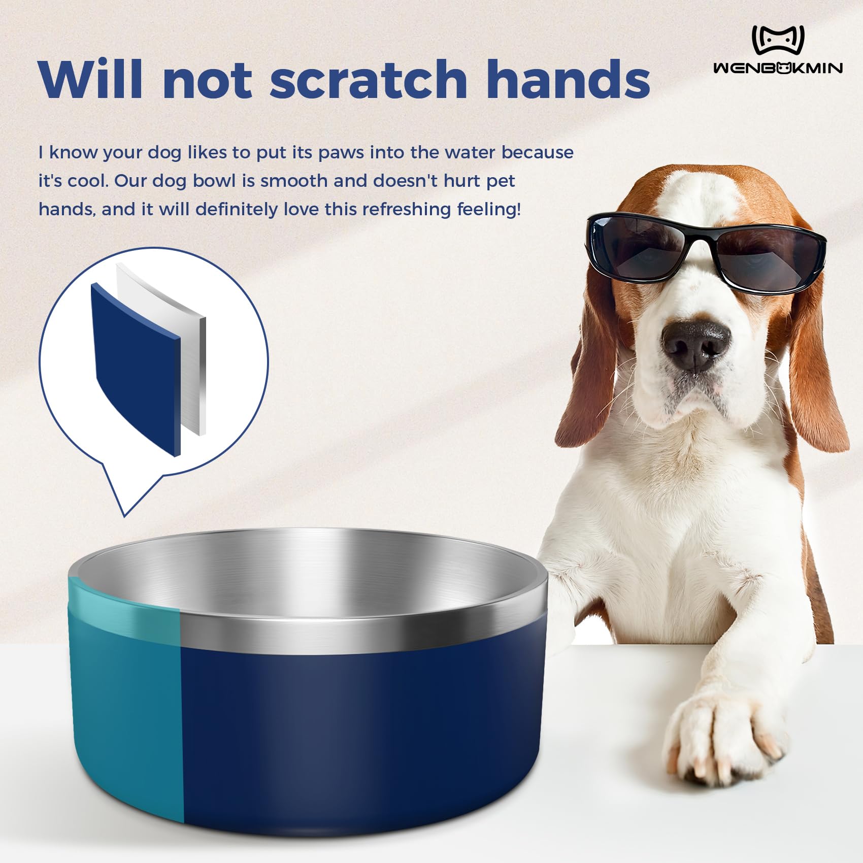 WENBOKMIN 40oz-capacity bowl fits medium to large dogs' daily water and food needs.