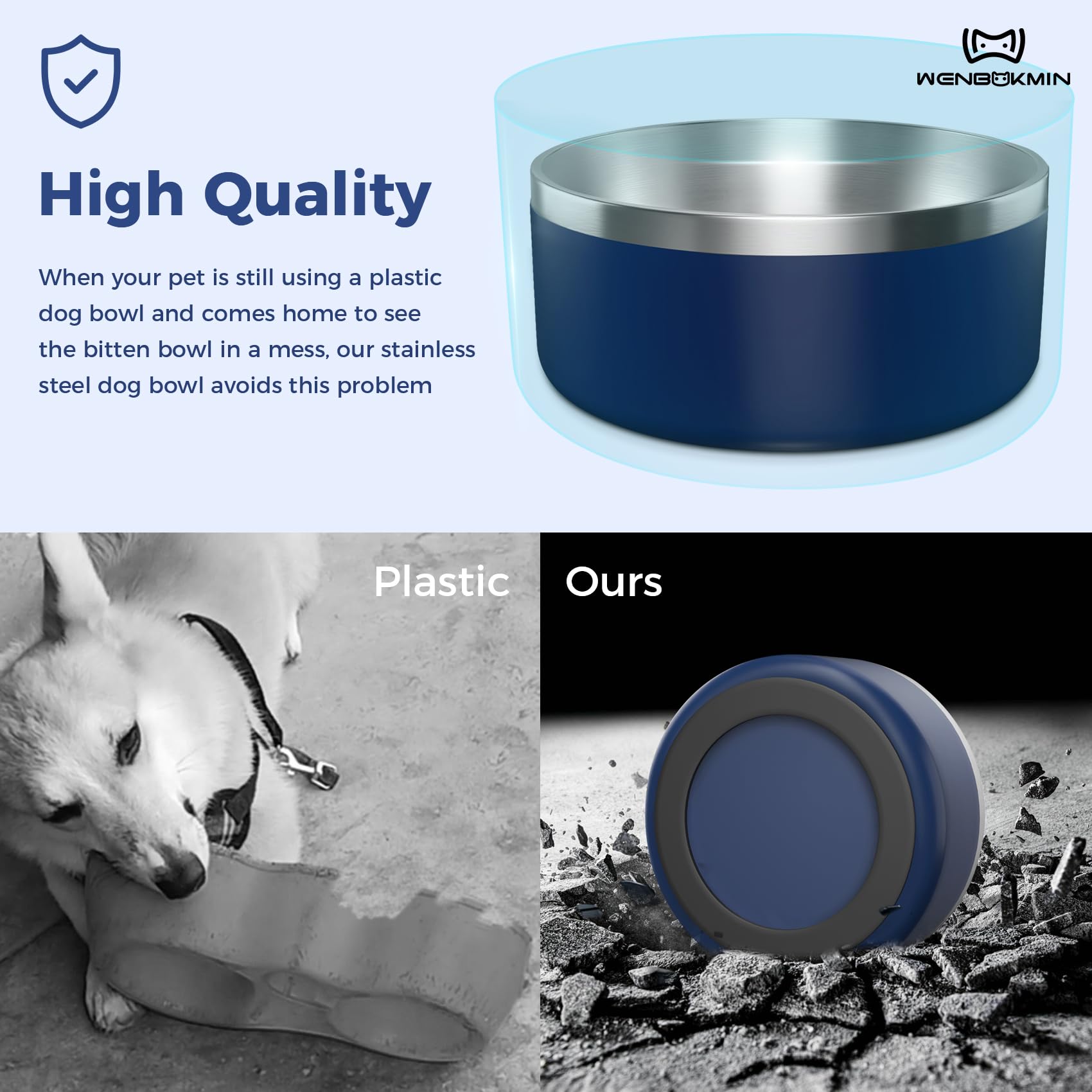 WENBOKMIN dog bowl anti-overturning flat bottom prevents spills.
