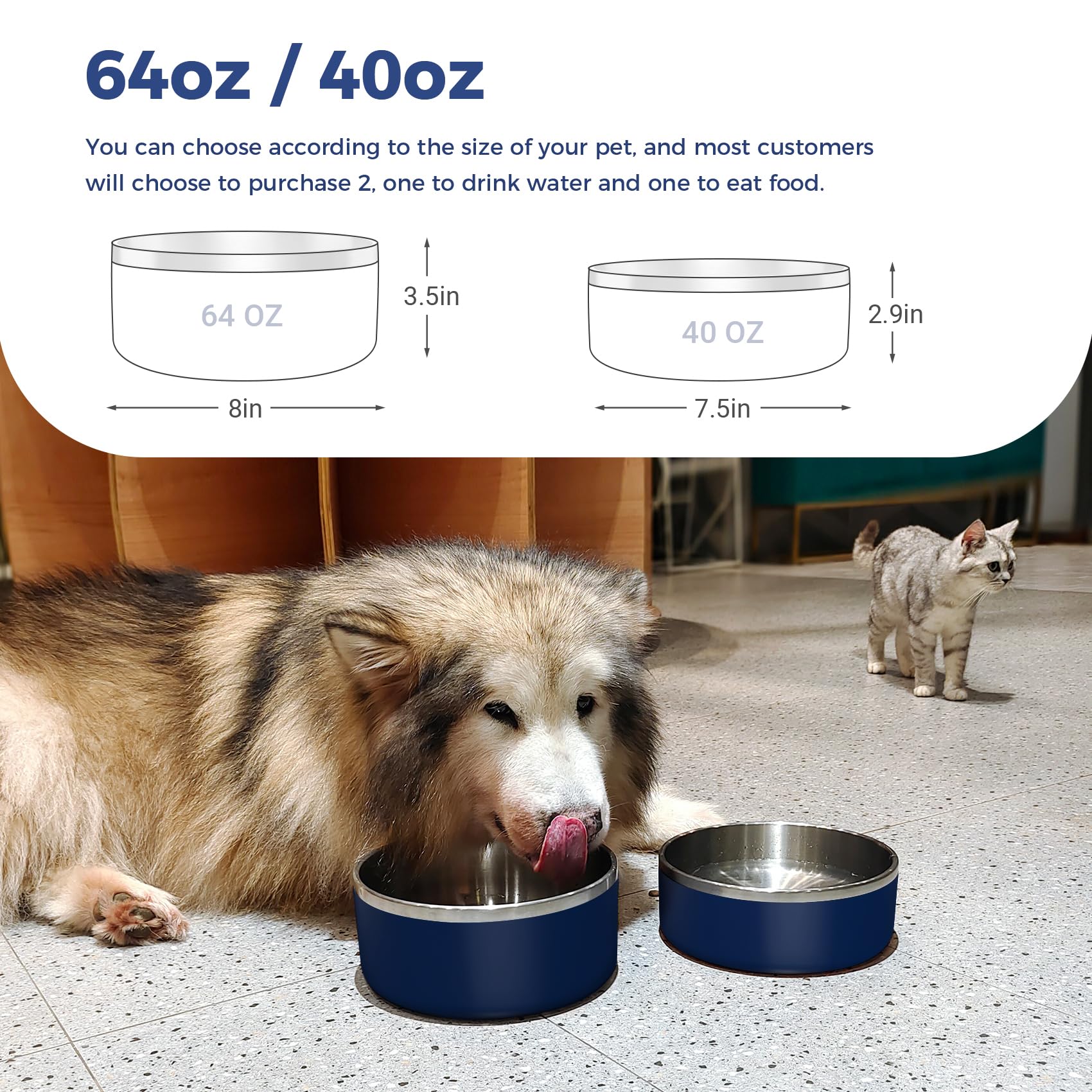 WENBOKMIN dog bowl silicone non-slip base keeps bowls steady during feeding.