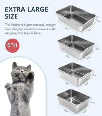WENBOKMIN 24-inch extra-large metal litter box supports easy movement for big cats.