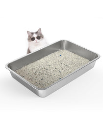 WENBOKMIN stainless steel litter box with open top for easy access