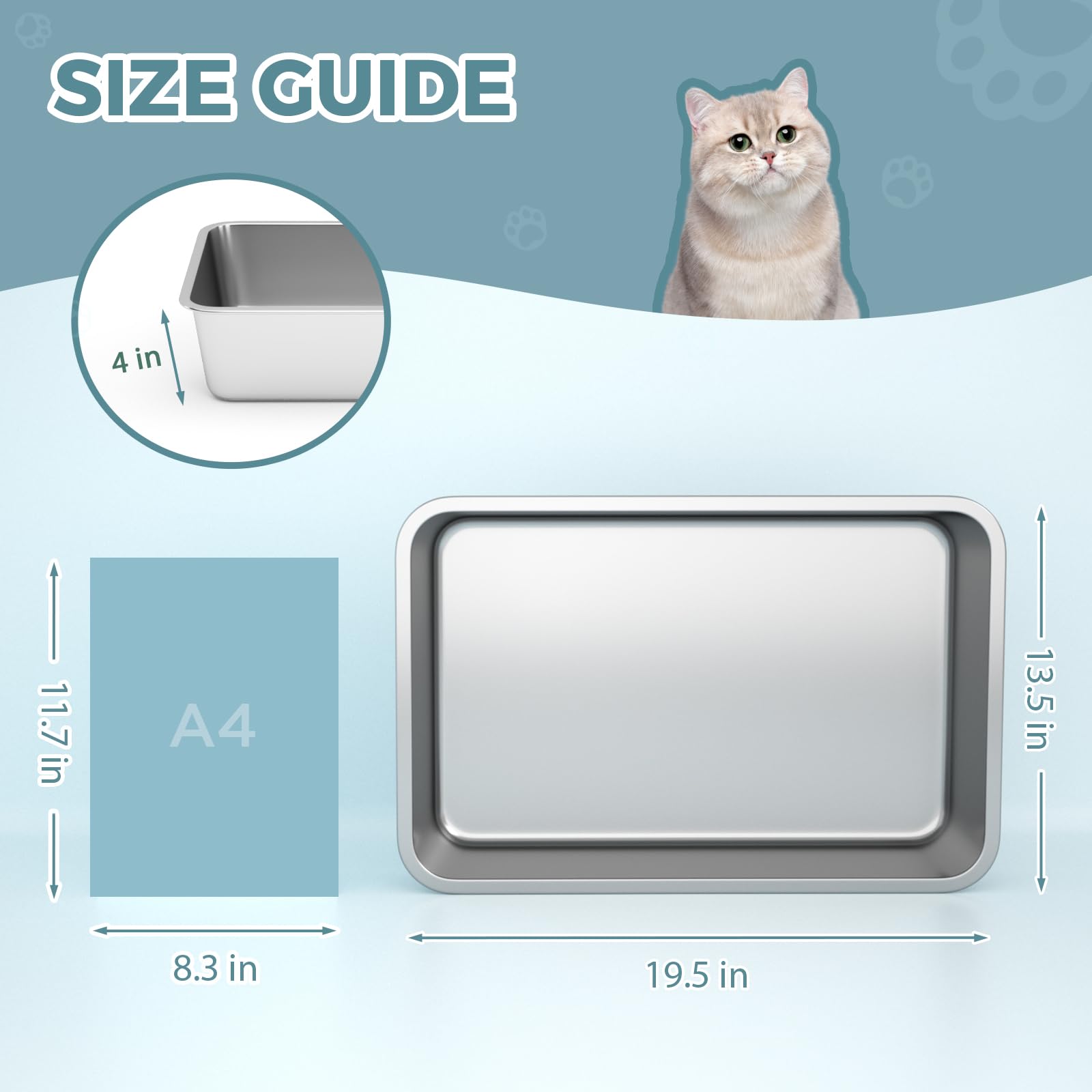 WENBOKMIN stainless steel cat litter box open-top design for quick access and comfort