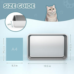 WENBOKMIN stainless steel cat litter box open-top design for quick access and comfort
