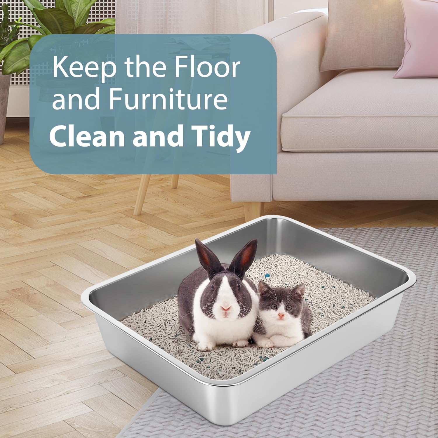 WENBOKMIN multi-pet use litter box supports rabbits and cats