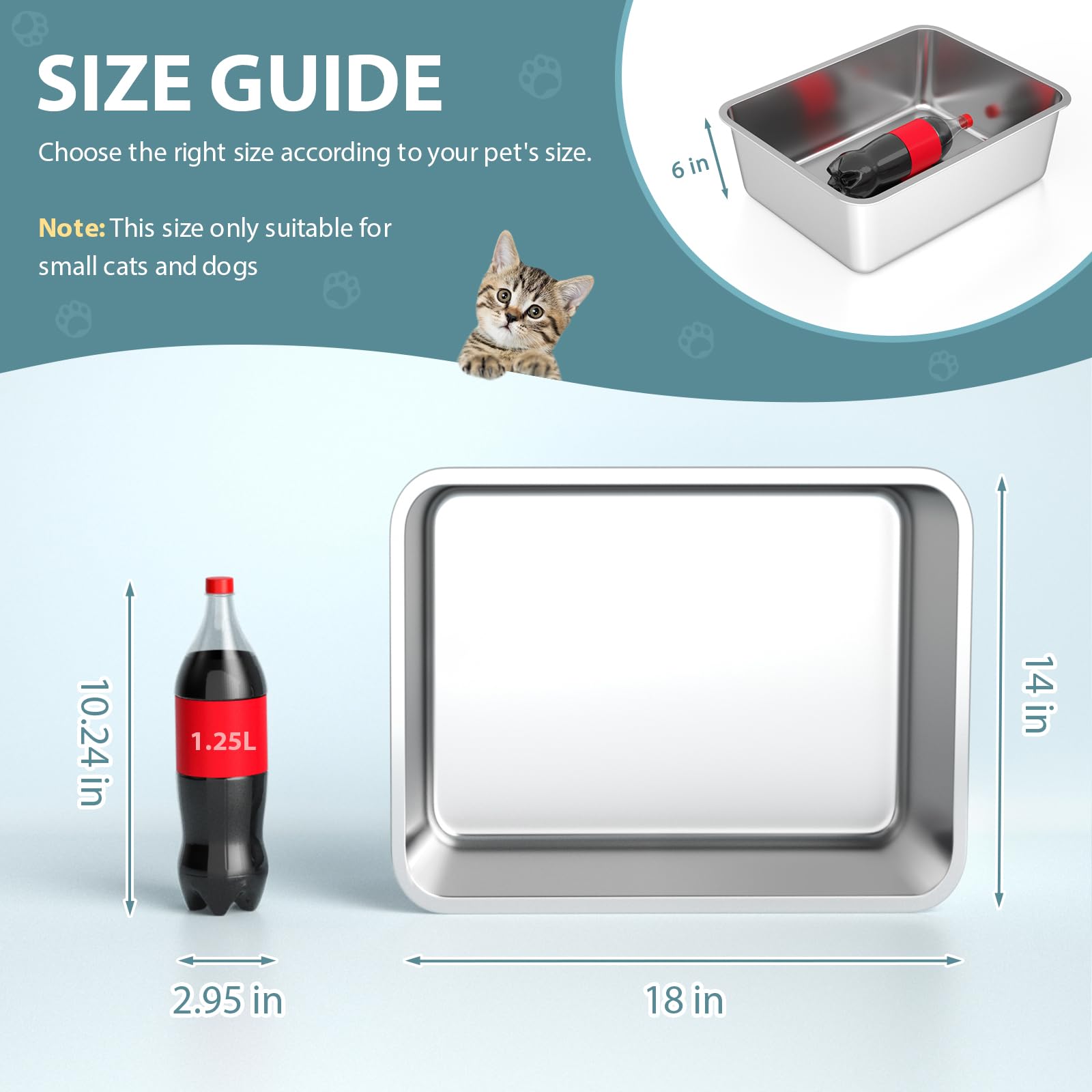 WENBOKMIN stainless steel litter box top view highlights compact, corner-friendly footprint.