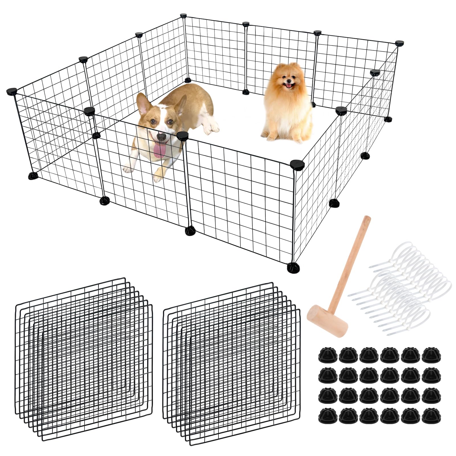 Wensdr dog playpen with 12 panels ready for a roomy square layout.