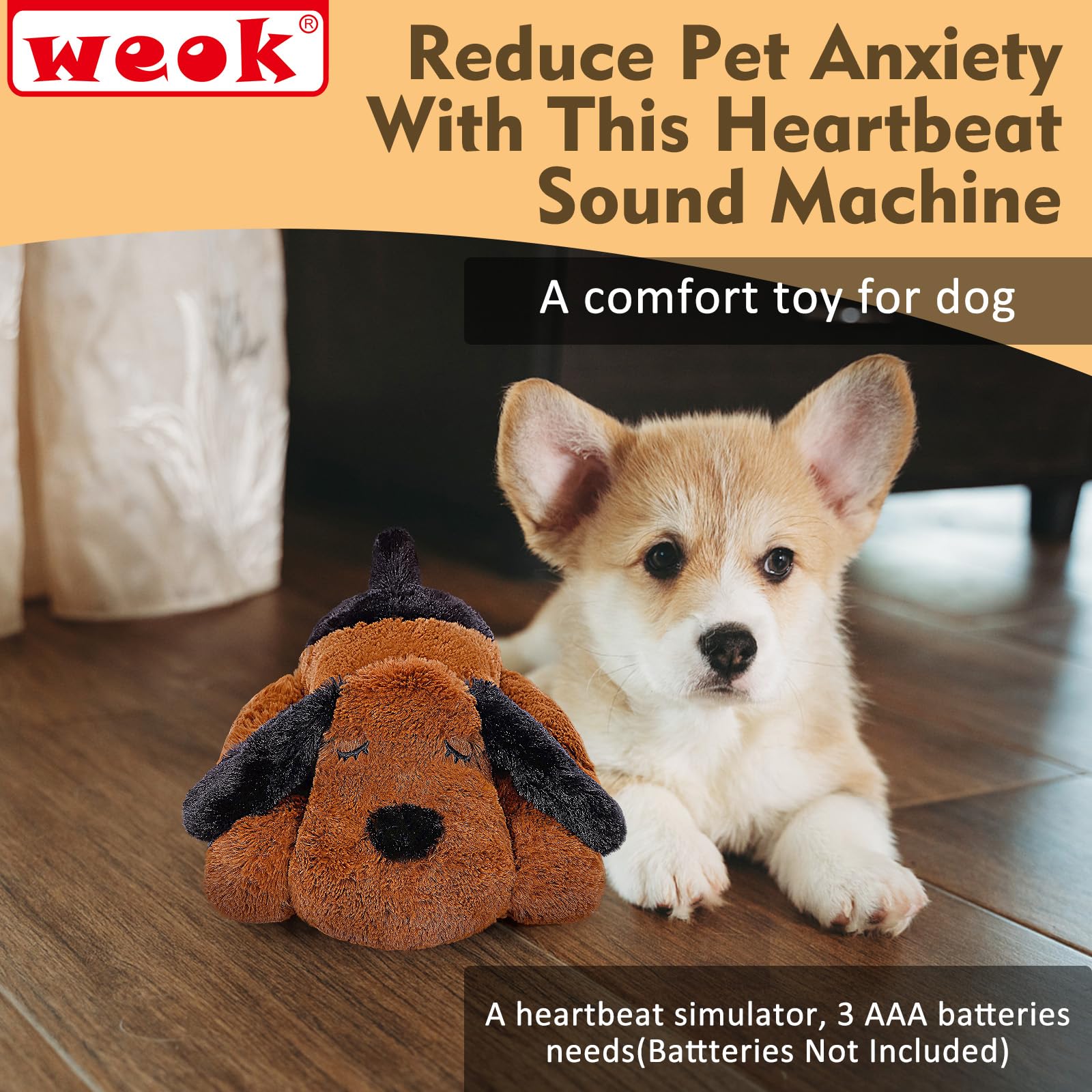 WEOK battery-operated-heartbeat module requires 3 AAA batteries for reliable pulses