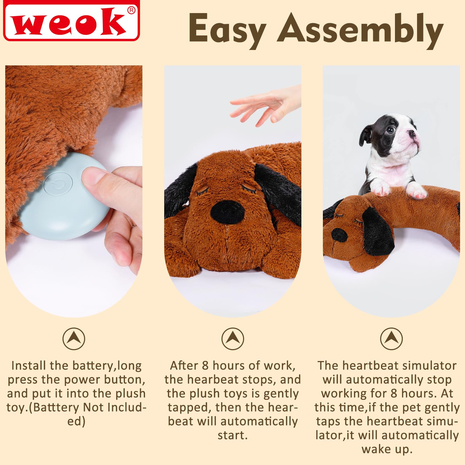 WEOK-dog-cat-anxiety-toy-use demonstrates versatile comfort for puppies and grown pets