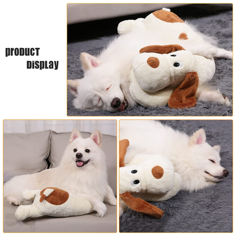WEOK Heartbeat Dog Toy sleep-aid-scene suggests improved rest through comforting heartbeat.