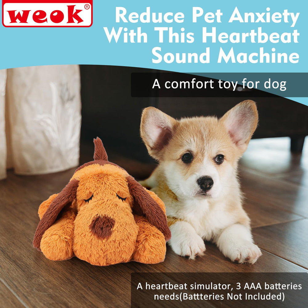 WEOK heartbeat puppy toy packaging image highlights product features and brand trust