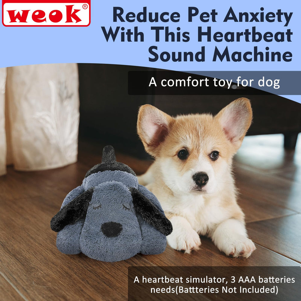 WEOK Heartbeat toy in-use with dog and cat on couch