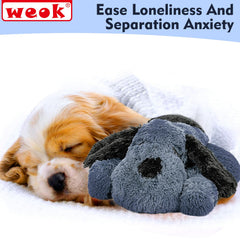 WEOK Heartbeat toy kennel sleep visual demonstrates night-time calming for dogs