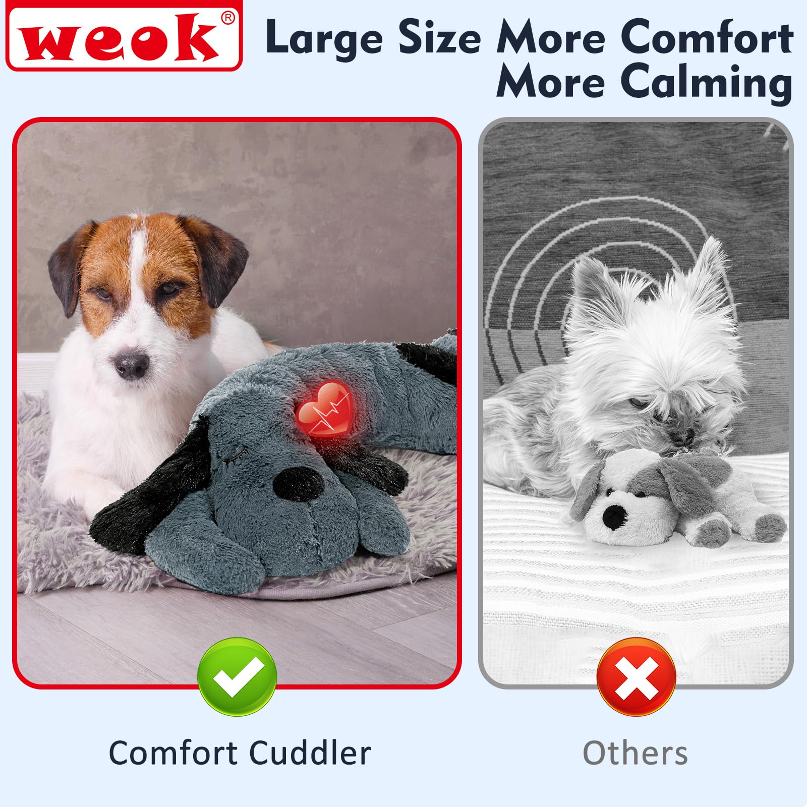 WEOK plush dog toy grey cuddly companion for calming moments