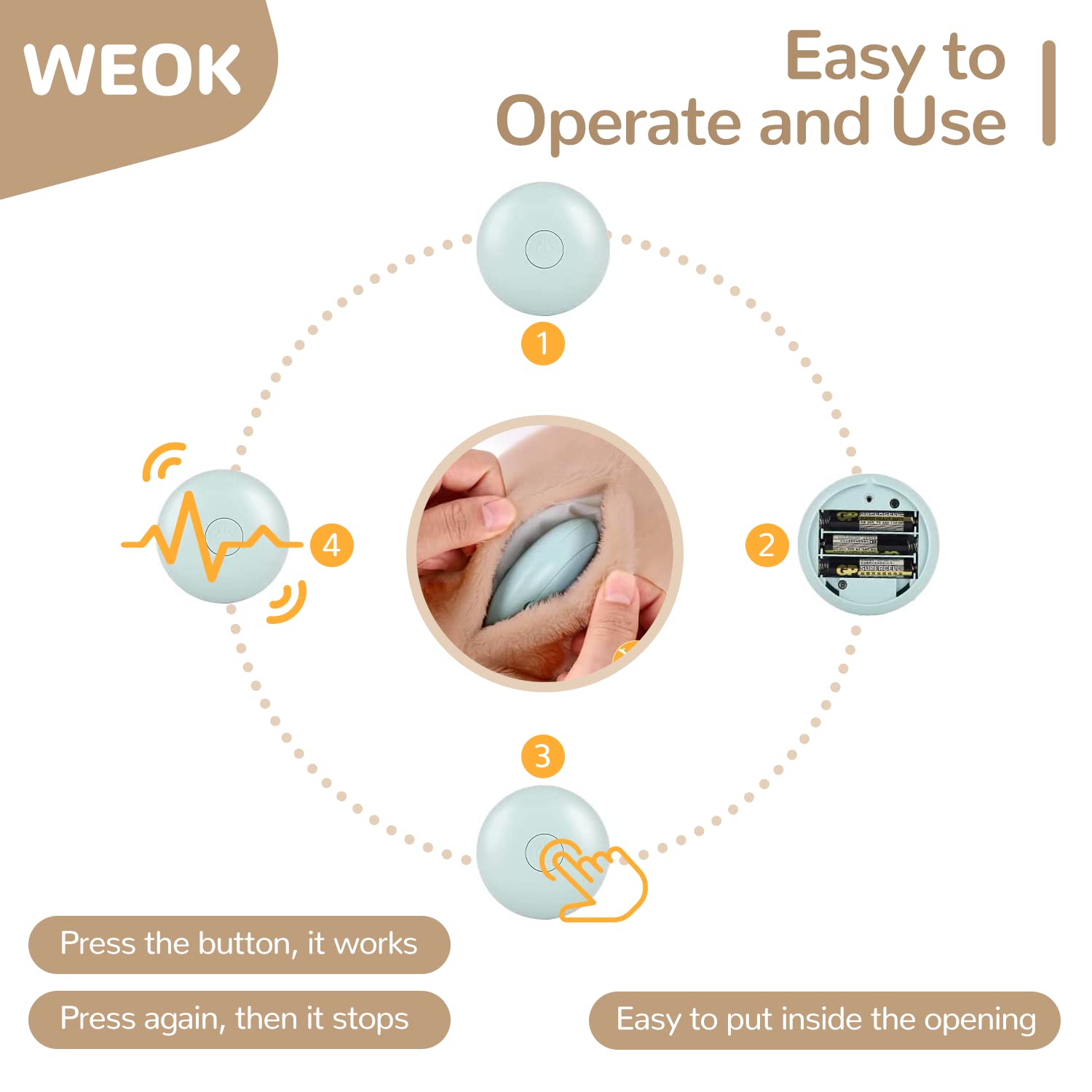 WEOK puppy-heartbeat-toy packaged-contents shows simple setup for quick snuggles