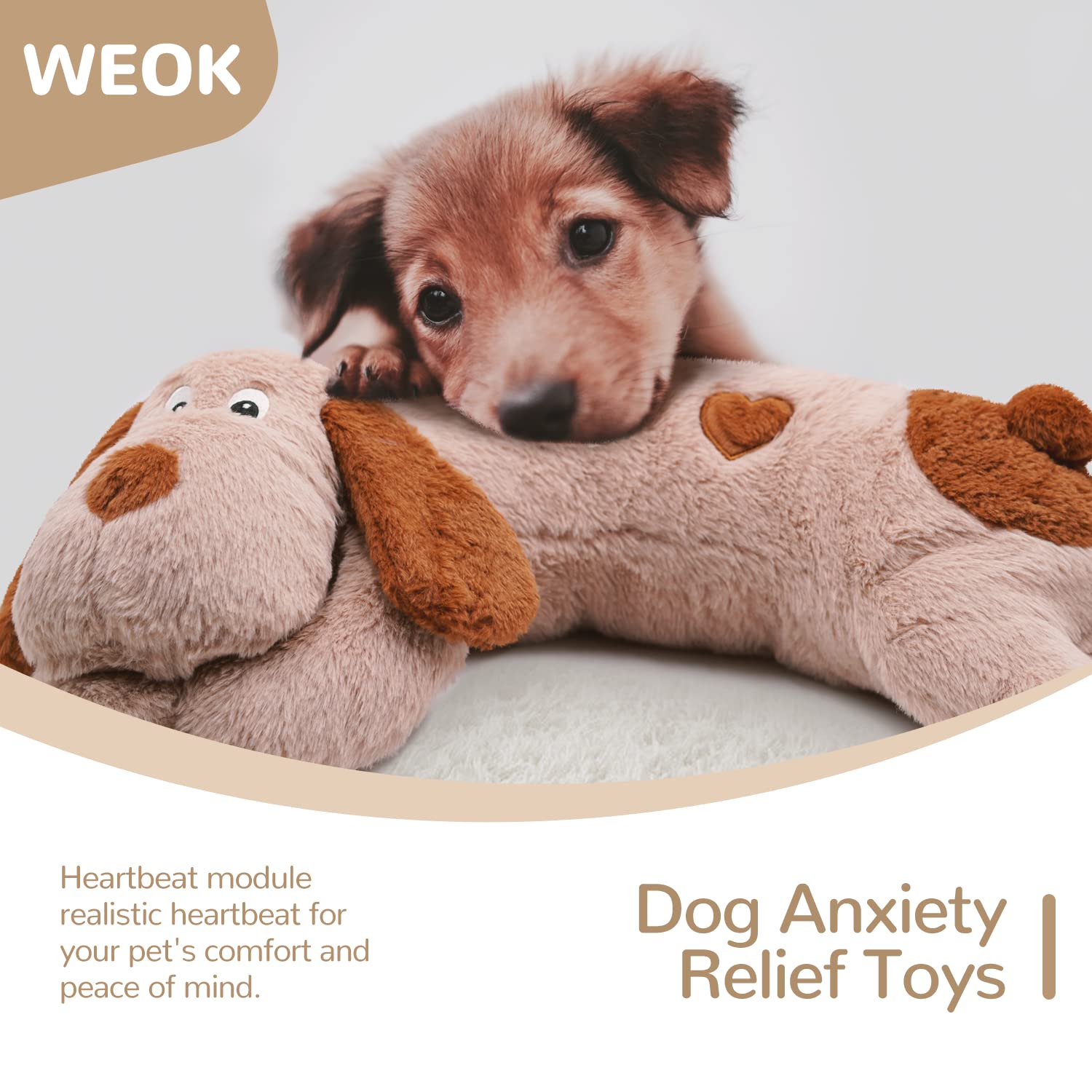 WEOK puppy-heartbeat-toy sleep-training use aids gentle rest with comforting heartbeat
