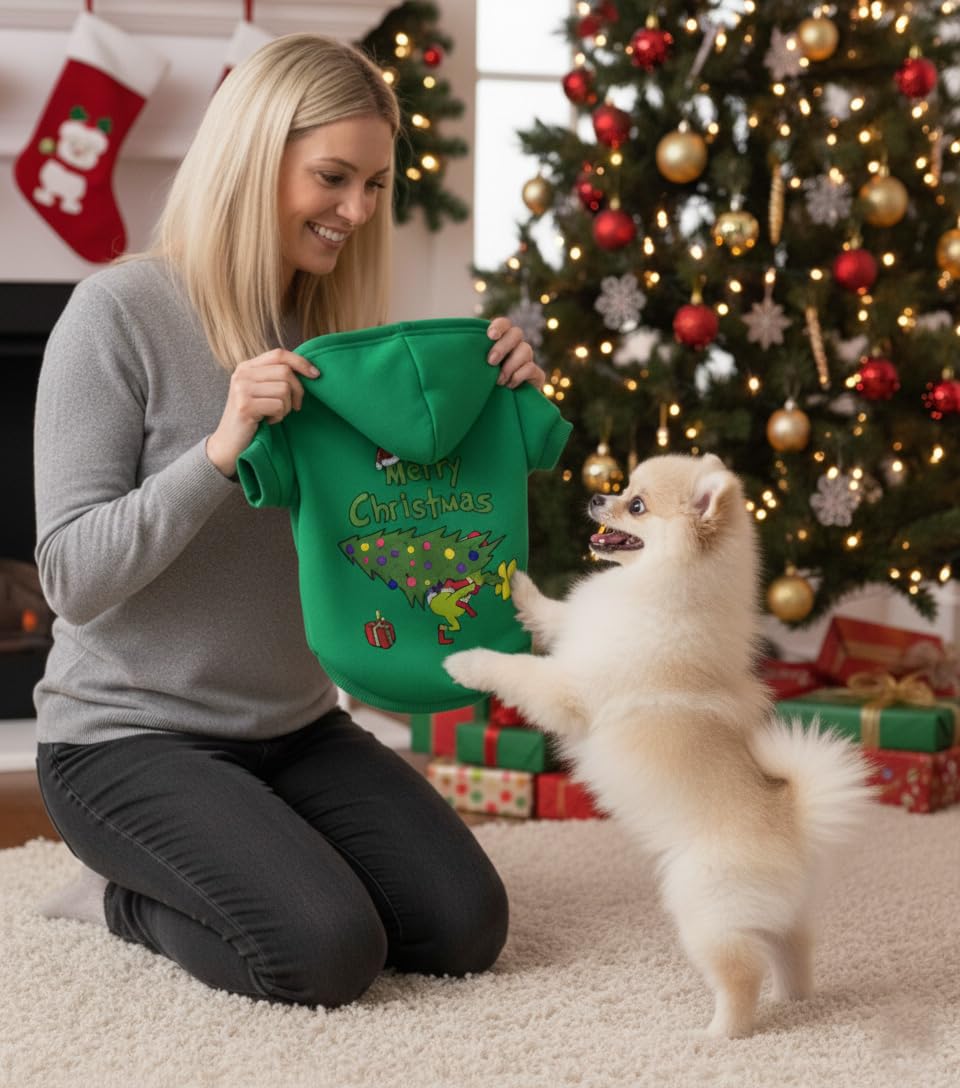 WEORGANIZE Christmas hoodie keeps pets warm with secure fit during celebrations