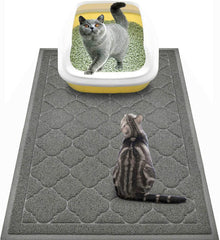 WePet alfombra para arenero de gato gris 35x23, atrapa arena y mantiene el suelo limpio.
