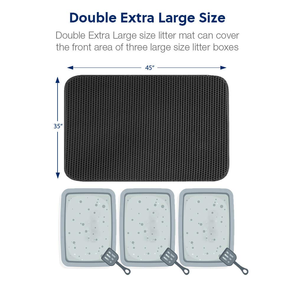 WePet cat litter mat 3D convex honeycomb holes capture litter efficiently.