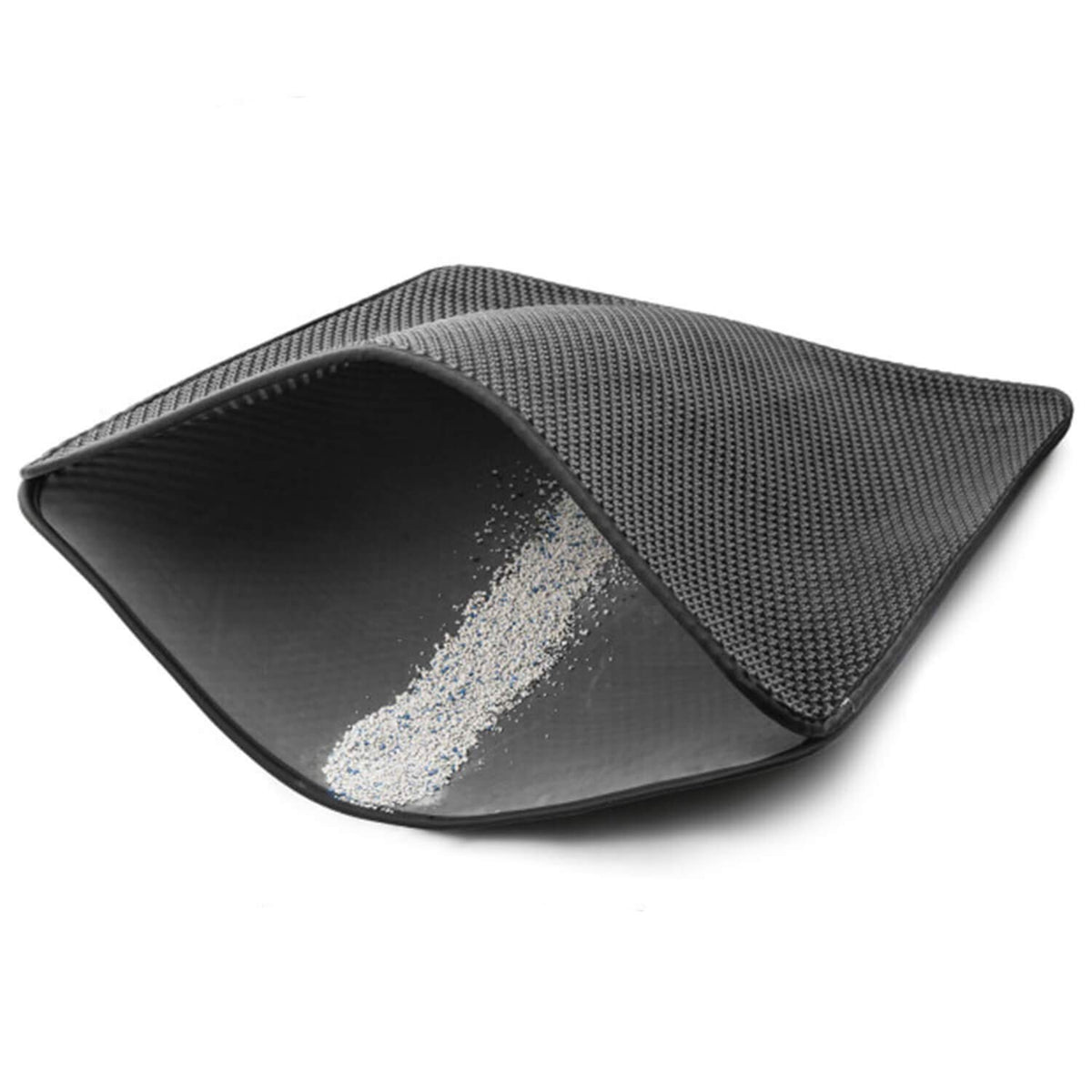 WePet cat litter mat top view highlights honeycomb double-layer litter trapping.