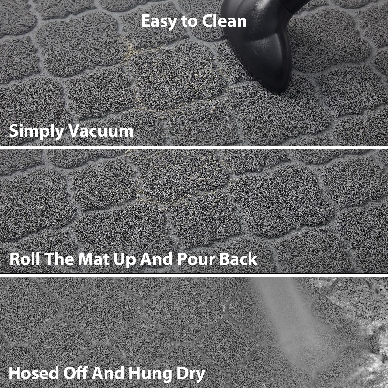 WePet Cat Litter Mat Non-slip Back keeps mat in place.