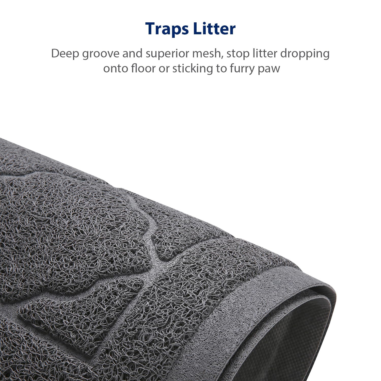 WePet Cat Litter Mat Open Web Construction hides scattered litter.