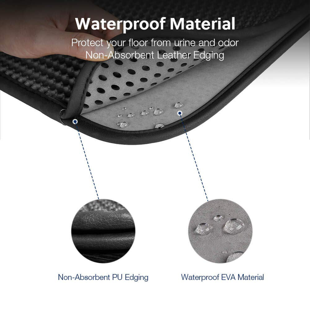 WePet cat litter mat with urine-resistant edge prevents leaks.