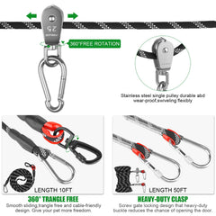 Weraher dog cable 10ft lead shows sturdy, tangle-free roaming control.