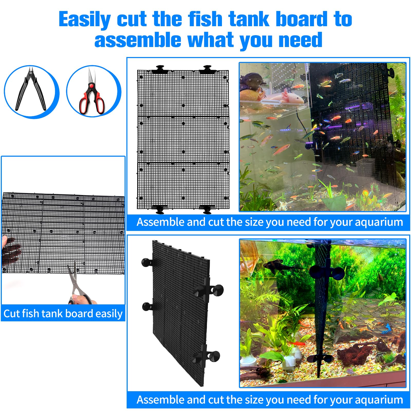 Weramics diy aquarium divider cut-to-fit enables custom tank layouts.