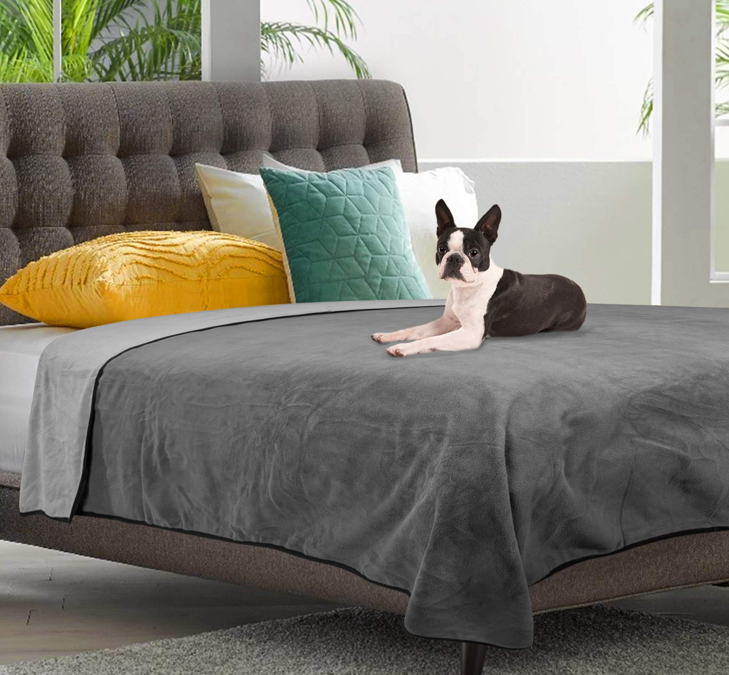 WESBRAD blanket 60x50 slate grey shows leak-proof protection for pets and furniture.